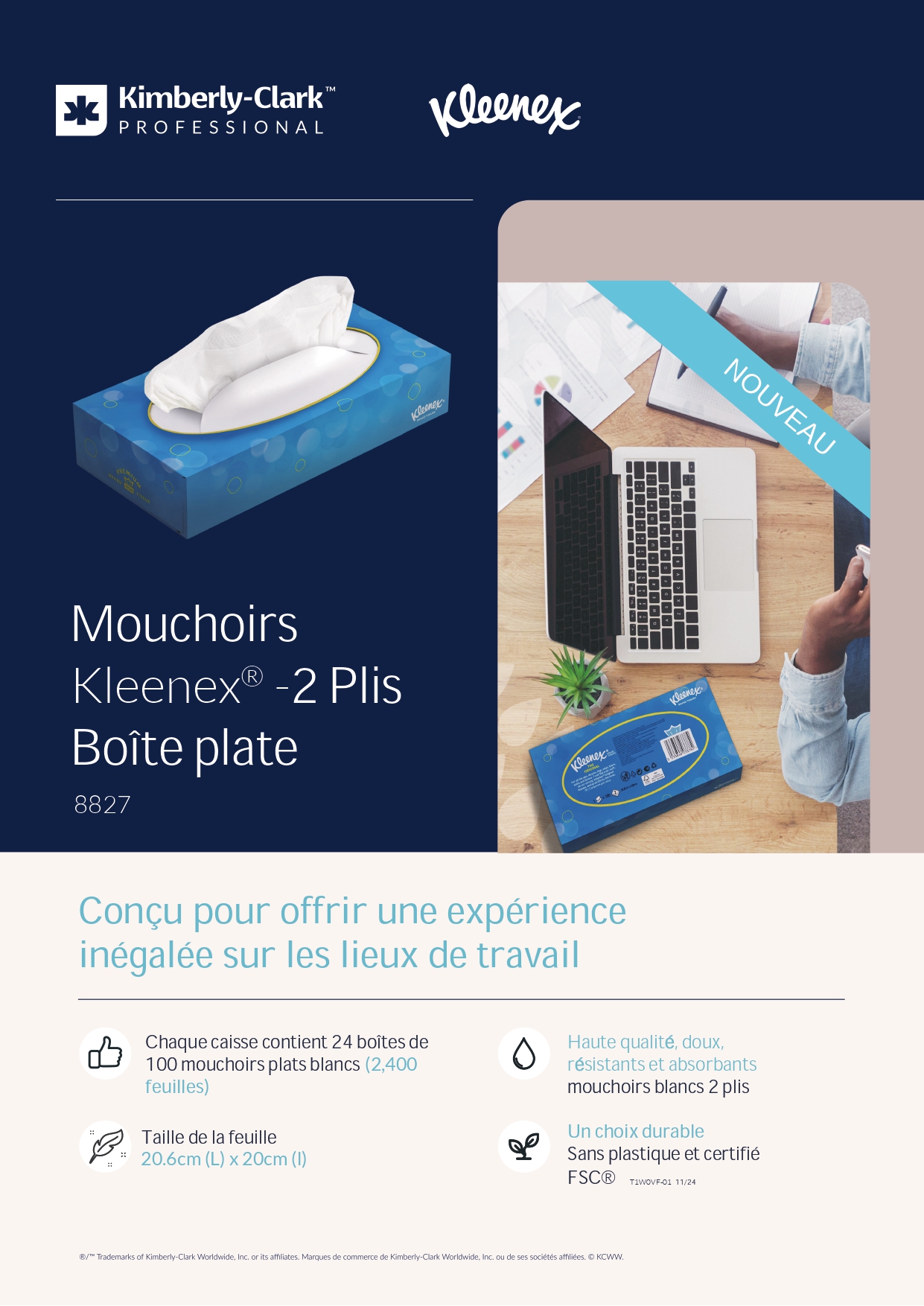 Passez une fin d’année en toute sécurité avec les mouchoirs Kleenex® 8827 de Kimberly-Clark Professional™