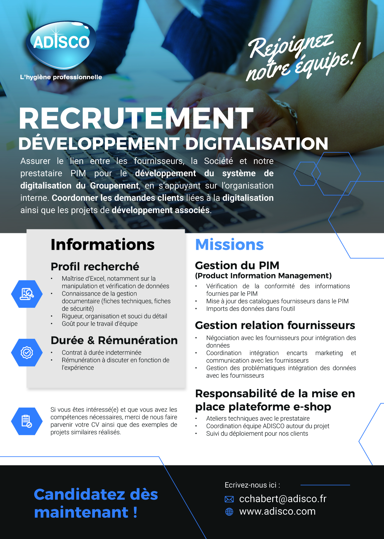 Offre d'emploi : Gestionnaire développement digitalisation